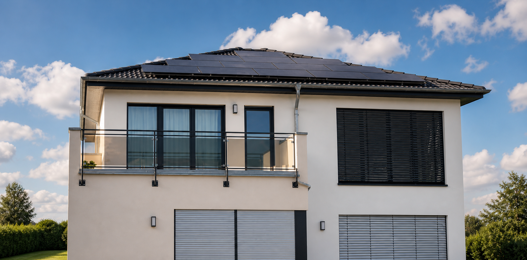 Modernes Wohnhaus mit Photovoltaikanlage – Sonnenschnitter Projekt