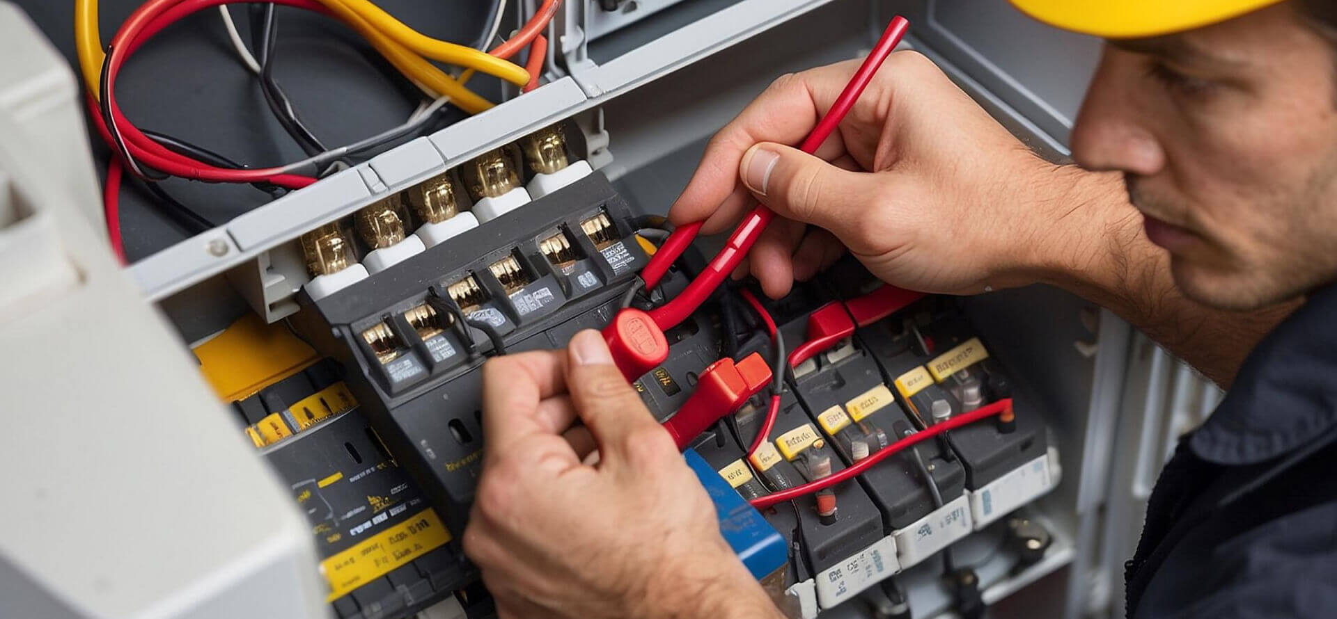 Elektrofachkraft bei einer präzisen Messung